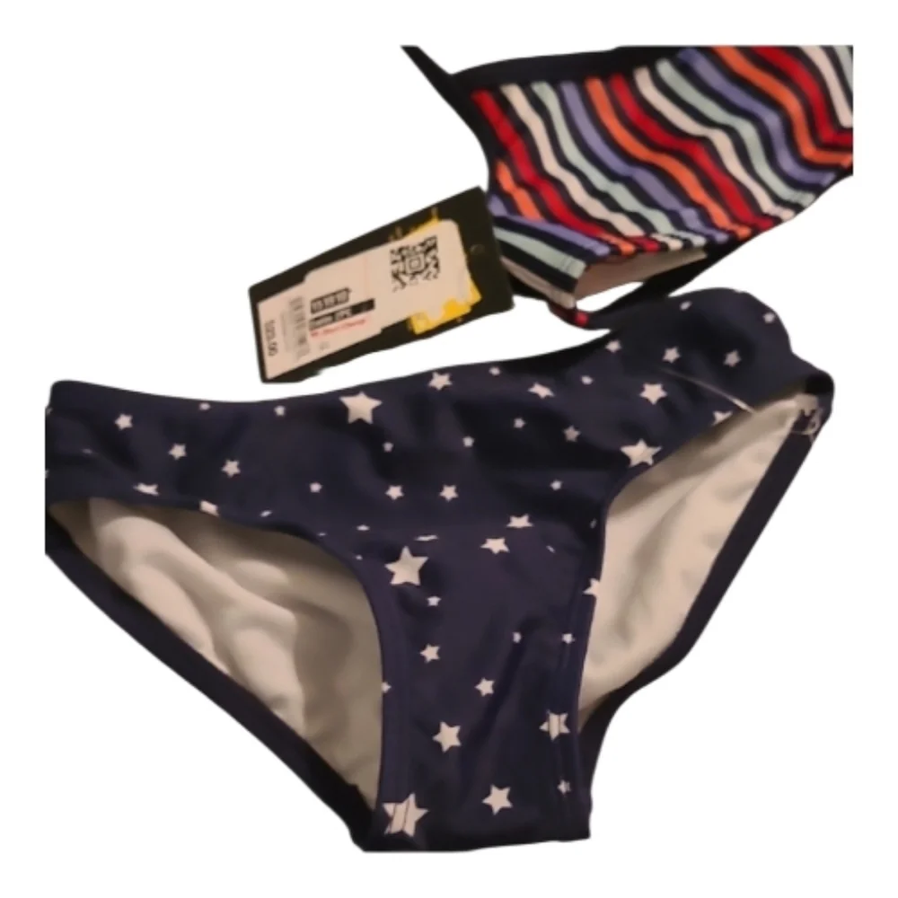 NWT Girls Colorful Striped Swimsuit XS 4/5